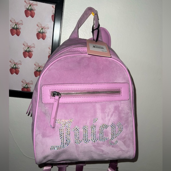NWT Juicy Couture Velour Big Spender Pink Fondant Backpack - Picture 13 of 14